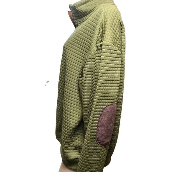 Thermowave Green Quarter Zip Wafer Texture Long Sleeve Pullover Sweatshirt Sz Lg - Picture 11 of 12
